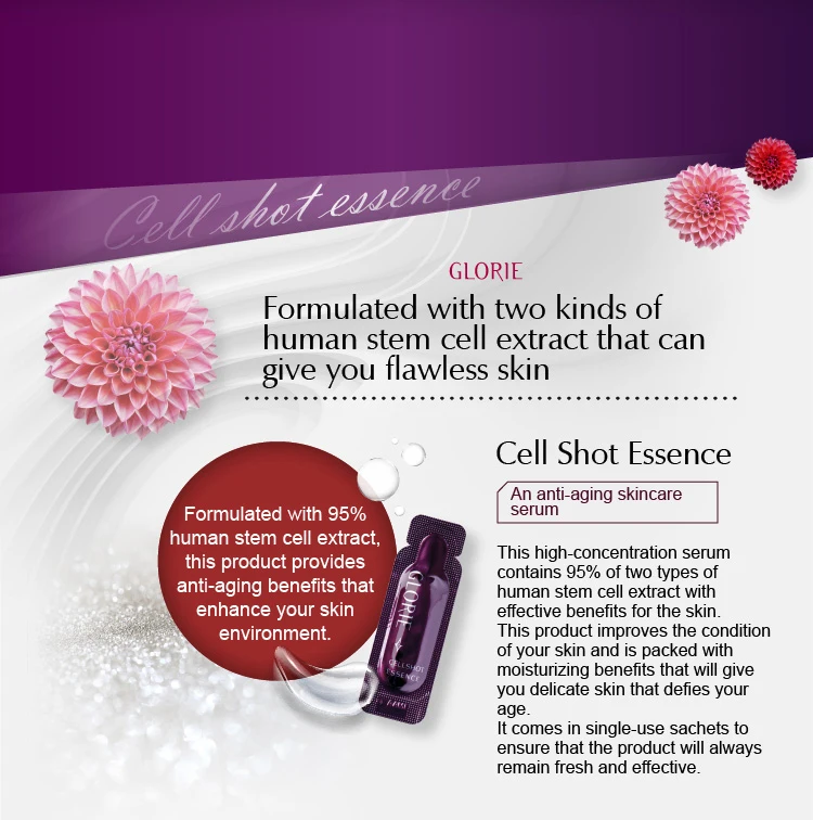 GLORIE Human Stem Cell Essence Hyaluronic Acid Face Serum 7 Packs