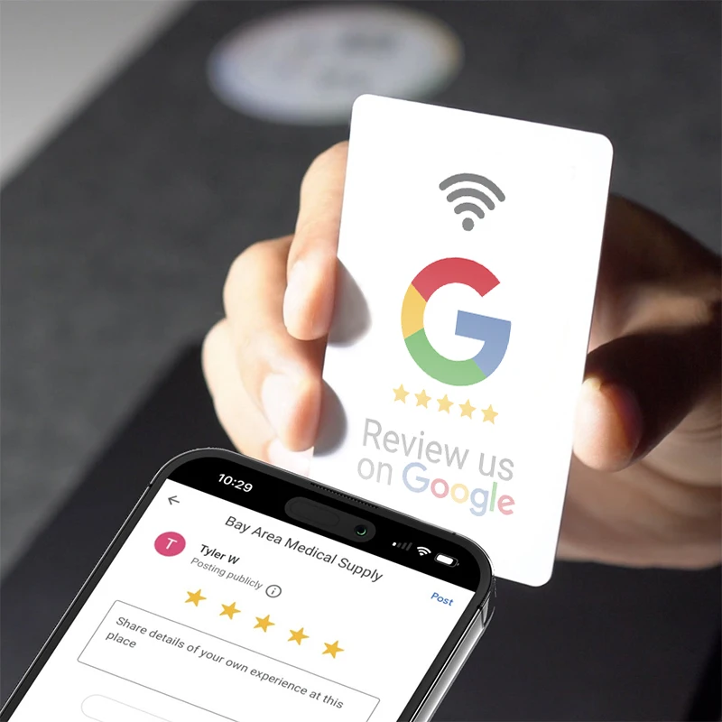 Пользовательский программируемый QR-код Бизнес RFID карта NFC Google Review Card