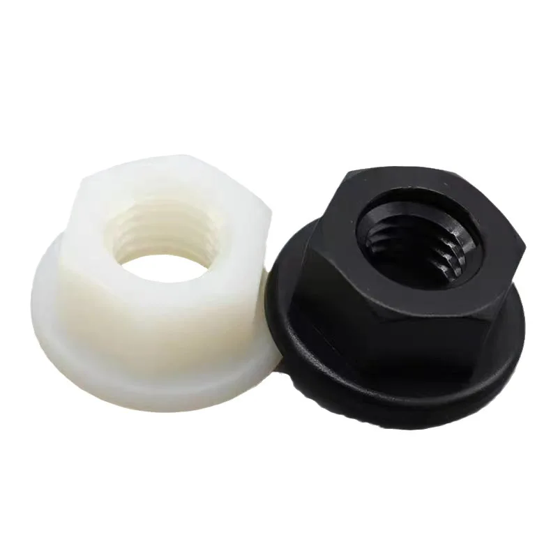 Screw Manufacturer Factory  Nylon M3 M4 M5 M6 M8 M10 M12 Black White  Nylon Plastic Hexagon Flange Nut Hexagon Screw Lock Nut