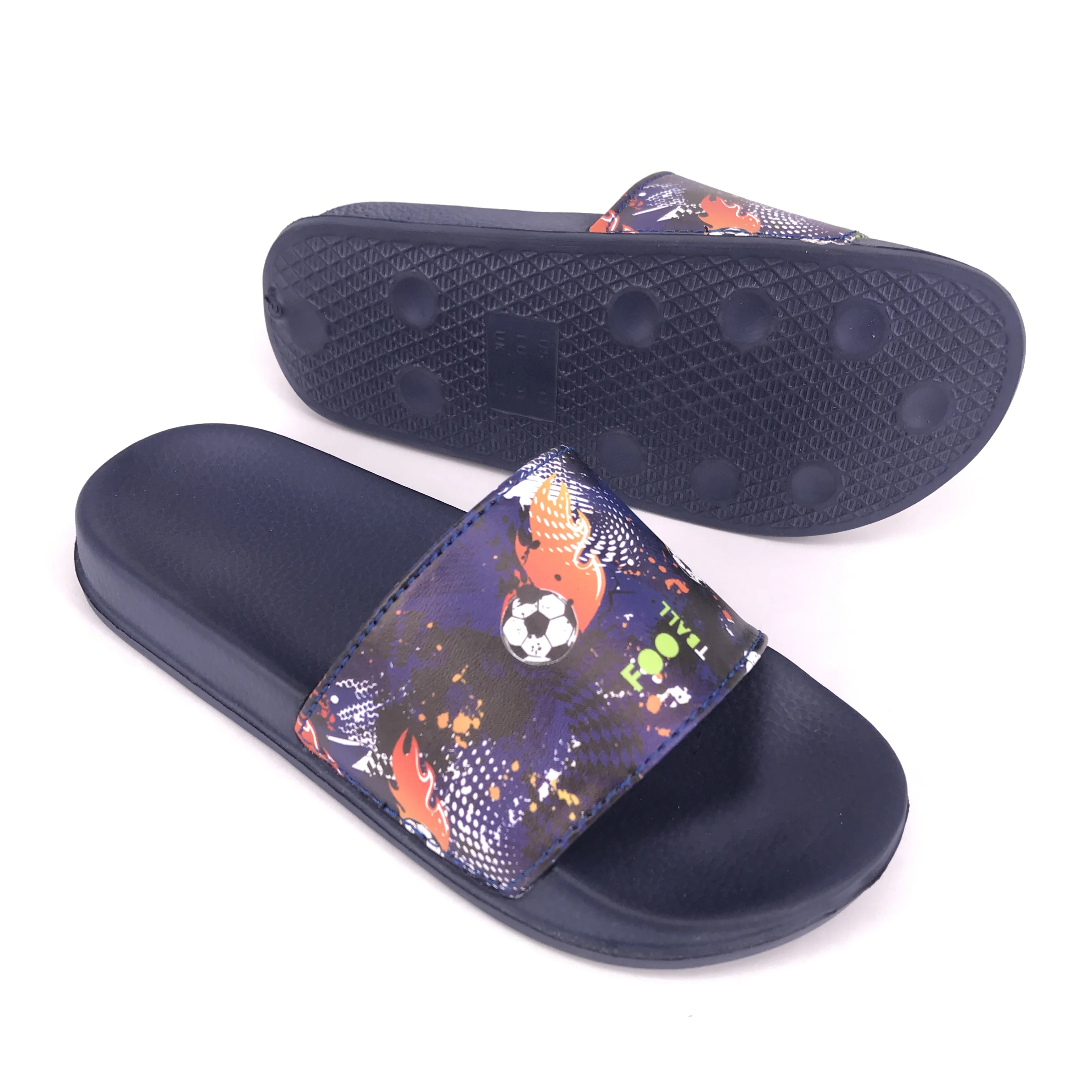 football  navy plain slippers for men  slides slipper