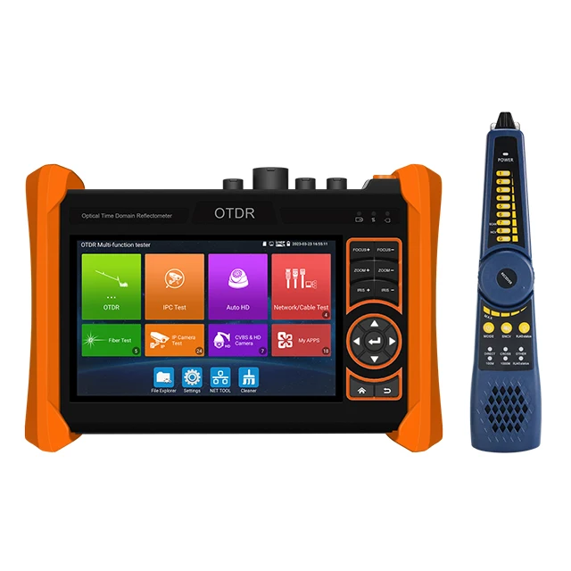 All in one 130KM Portable OTDR 1310/1550nm 28/26dB Fiber Optic Reflectometer 5.4 inch touch Screen