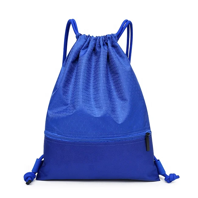 1 moq High Quality Wholesale Nylon Football pattern Waterproof Promotional Polyester Draw String fabric bag with cord zipper
