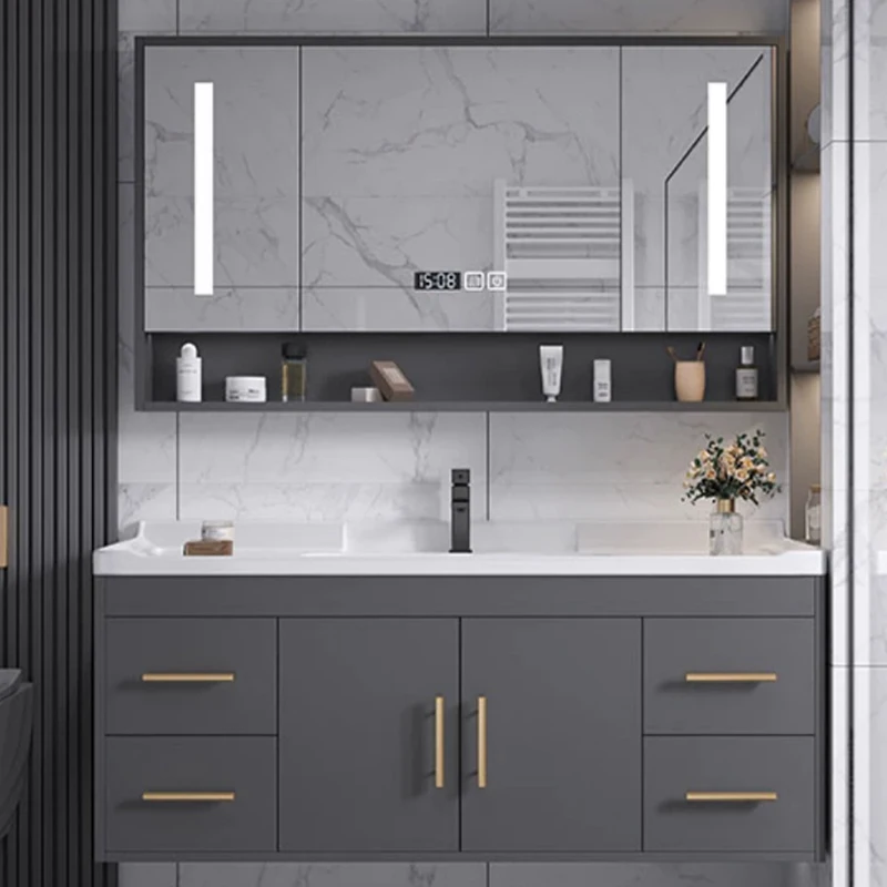2024 New Combination Cabinet Dressing Intelligent Mirror Cabinet Wall Mounted Ceramic Basin Bathroom Sink