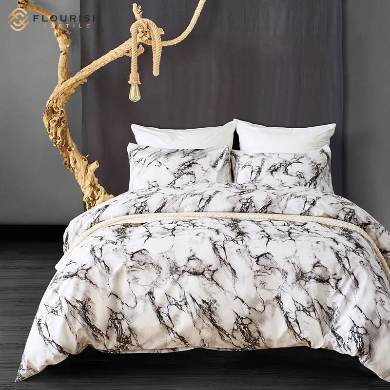 Flourish OEM Custom King Size Bedding Quilt Lyocell Fabric Blending Cotton Luxury Duvet Cover Set Bedding