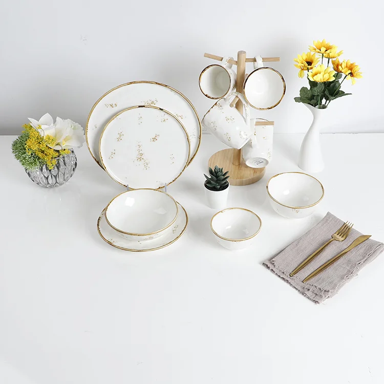 Microwave, Oven, and Dishwasher Safe, Scratch Resistant, Modern Rustic Dinnerware Ceramics Dinnerware Dinnerware Set