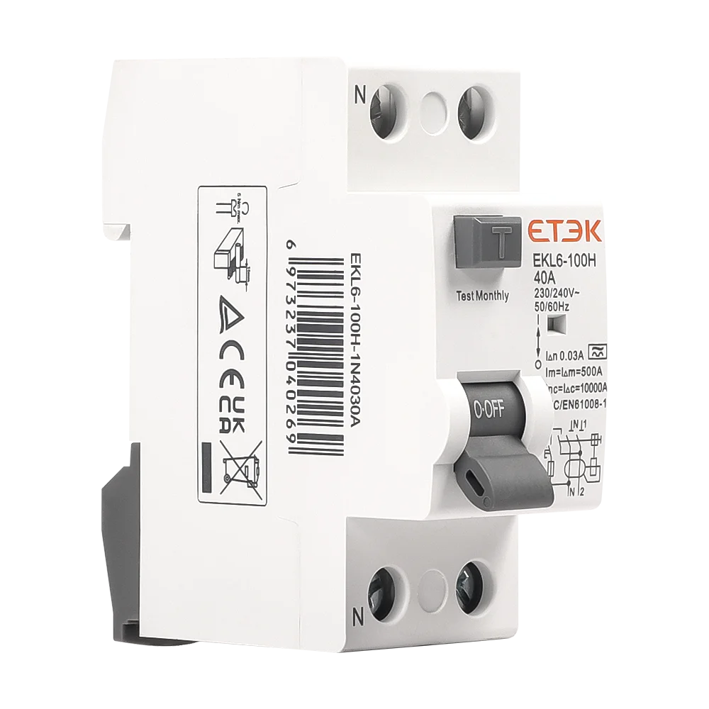 ETEK rccb EKL6-100 2-полюсный (1P + N) тип А выключатели остаточного тока 25 ампер 230 В низкое