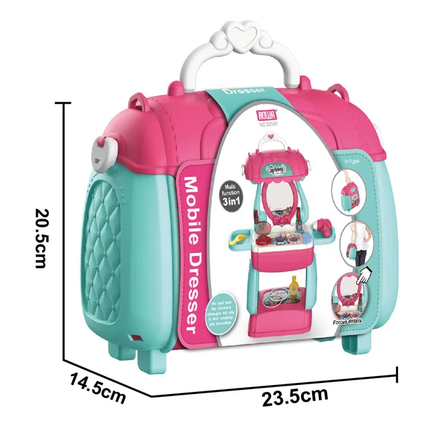 Safe beauty girl bag pretend play kit cosmetic set makeup Toy Dresser Toys Set for kids