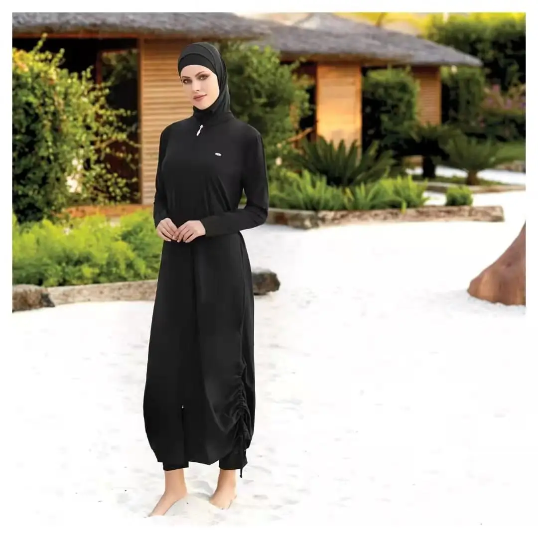 17 styles 3pcs Extended Muslim Hijab Stripe Print Adjustable Waist Customizable Muslim Swimwear Burkini & Beachwear Suit