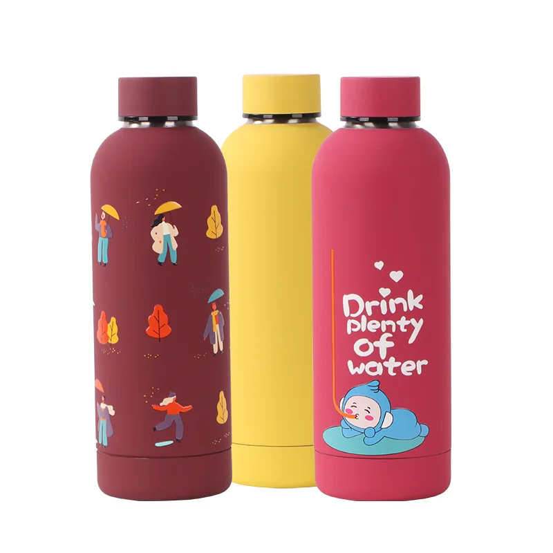 2023 New Design Custom Print Eco Friendly Kids 500ml Vaccum Insulated Bpa Free Small Mouth Stainless Steel Water Bottle For Men