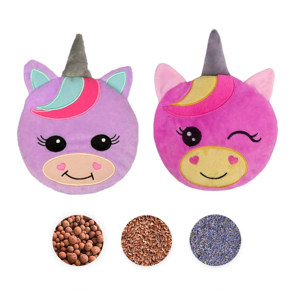 factory oem custom unicorn animal portable microwavable warmer heating pad wheat bag microwave for period cramp