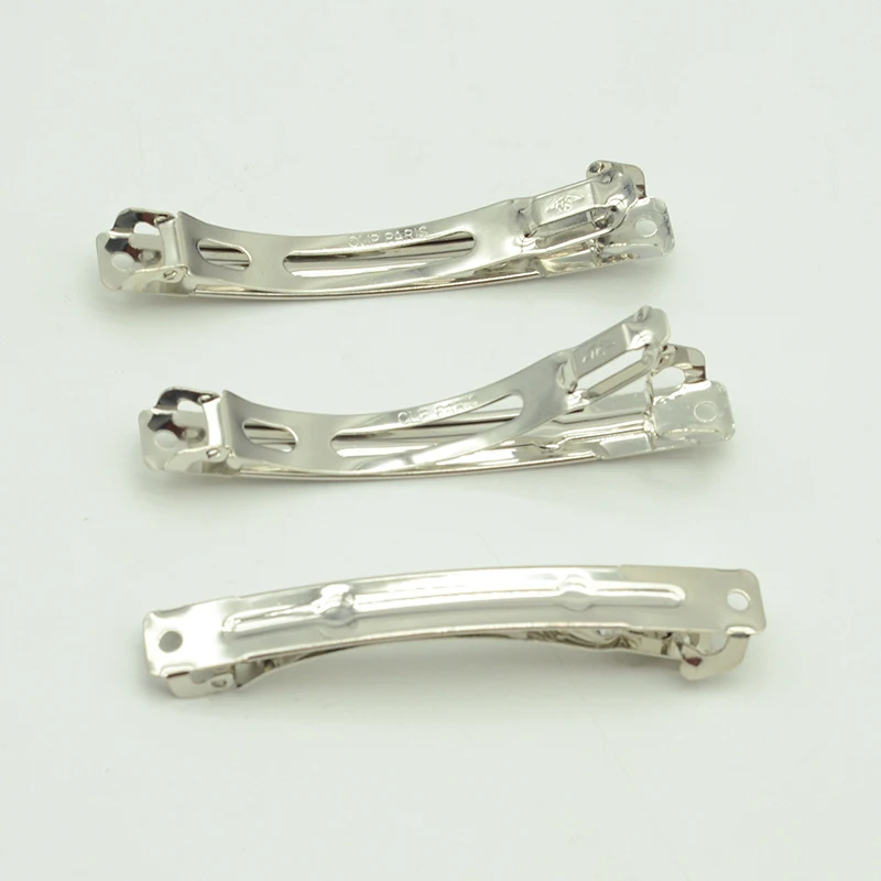 8CM 10CM Two Parts Metal French Barrettes Clip Paris Curled Edges Automatic Hairpins For DIY Women Hair Accessories