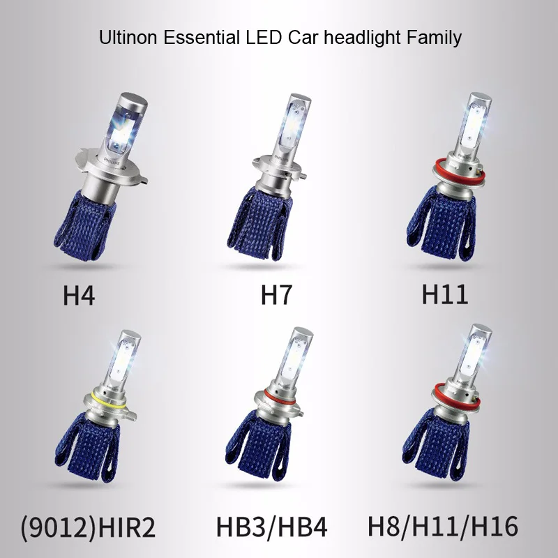 Philips H7 LED H4 H8 H11 H16 9005 9006 9012 HIR2 HB3 HB4 Ultinon Essential LED bulbs for cars 6000K Auto Headlight Fog Lamps 2PC