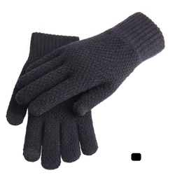 High quality Amazon hot Winter warm Solid Color Non Slip Windproof  Gloves men warm wool mittens