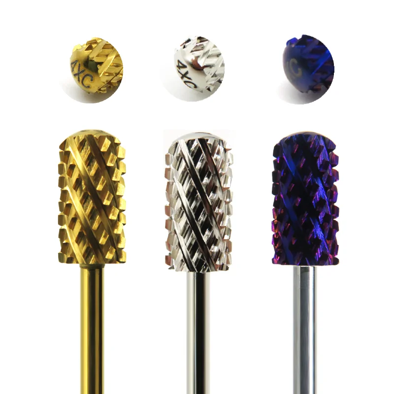 Best Quality Safety 6.6mm Large Barrel Rounded Top Purple 4XC Nail Drill Bits Set For Manicure