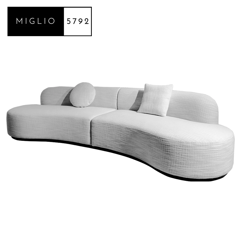 Corner Couch Luxury Living Room Furniture Sectional Modular Boucle Curved Sofa Nordic Modern for Home High Quality White Wood