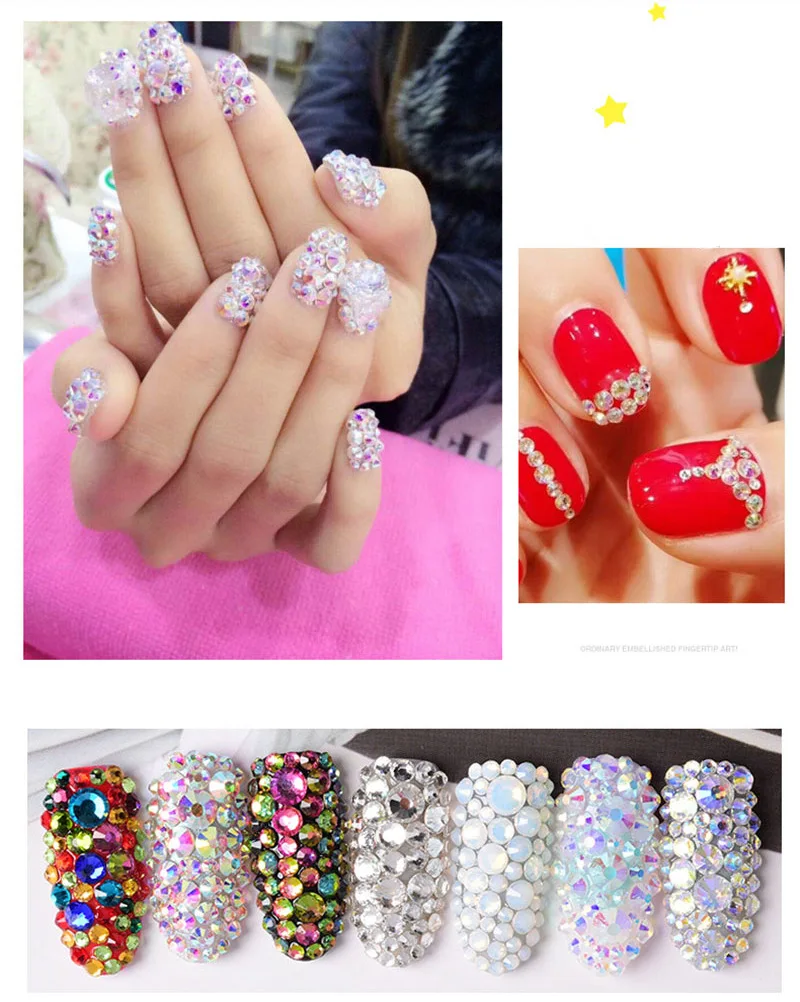 16 Facets Non Hot Fix Flat Back Crystal Rhinestone , Wholesale Round Glass Crystal AB Flat Back Rhinestone