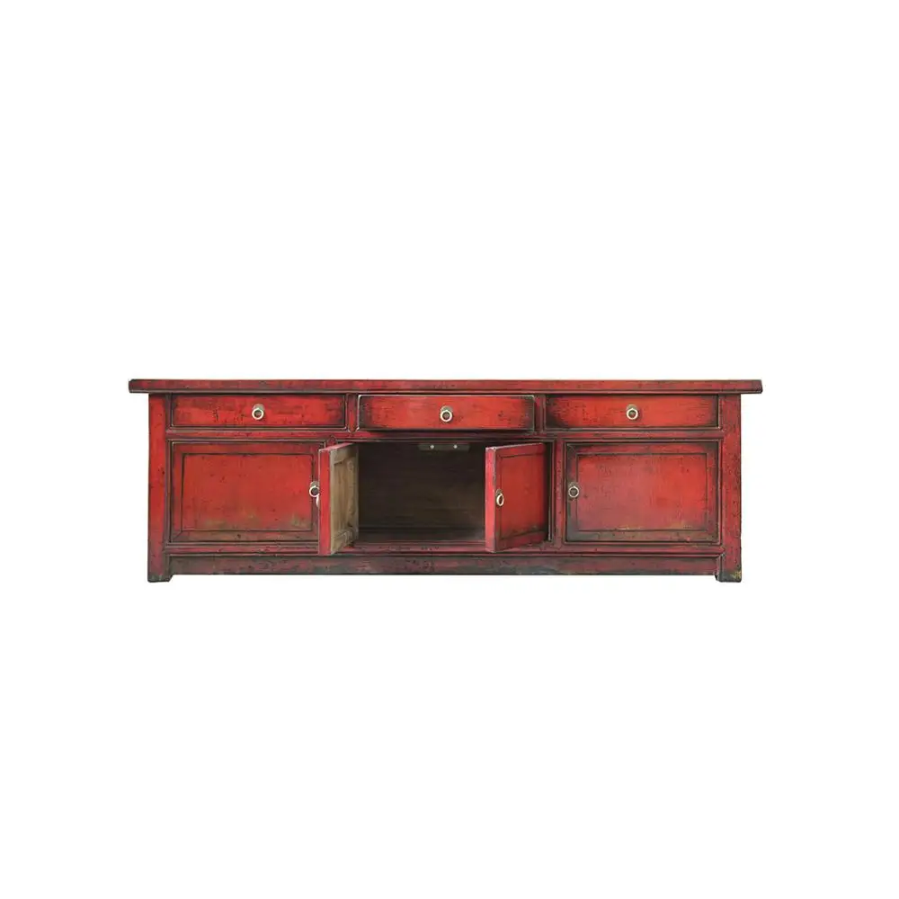 Chinese antique reproduction wooden TV cabinet oriental hand painted storage furniture