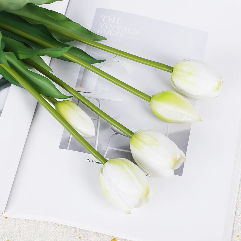 New Artificial Real Touch Tulip Flower for home wedding decoration Artificial 5 heads tulip flower bouquet Real touch flower