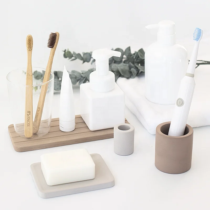 Four piece set diatomite tray quick dry Diatomaceous earth single toothbrush holder stand diatomite toothbrush holder