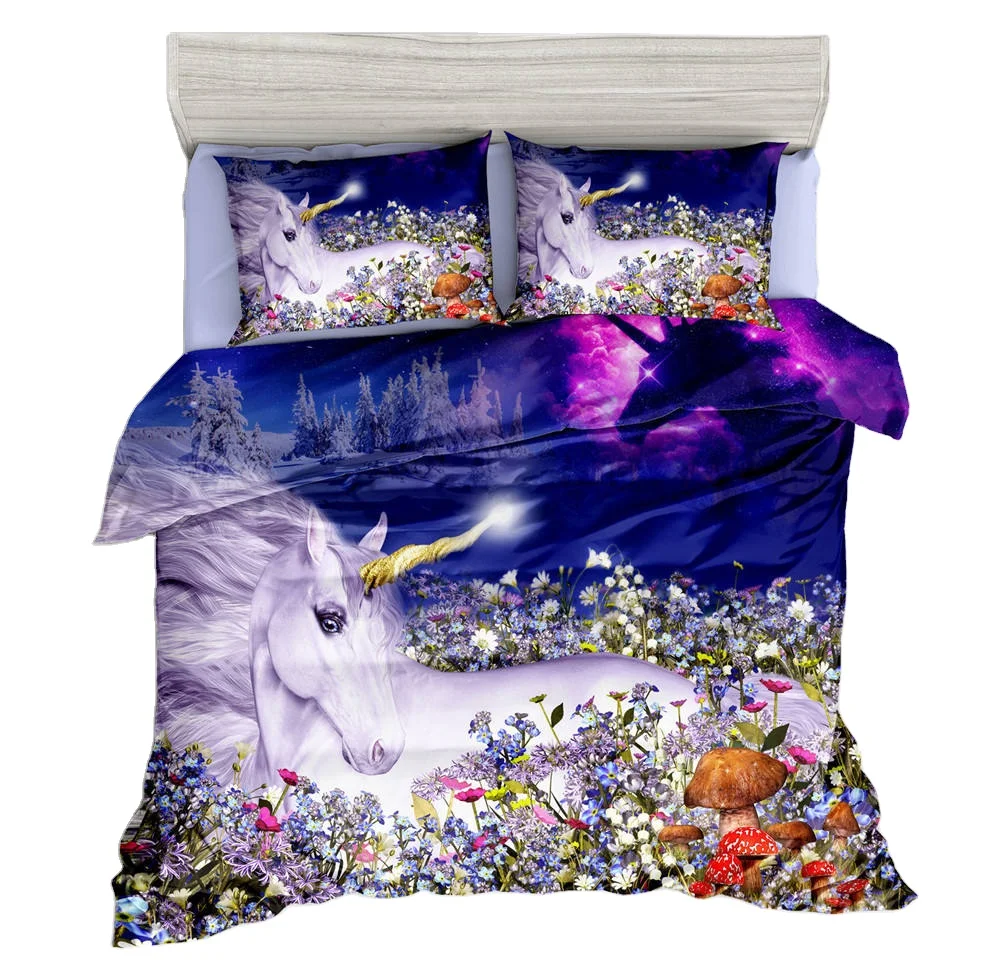 Manufacture Wholesale Queen Comforter Duvet Cover 3D Digital Printing Bedding Set With Zipper Closure