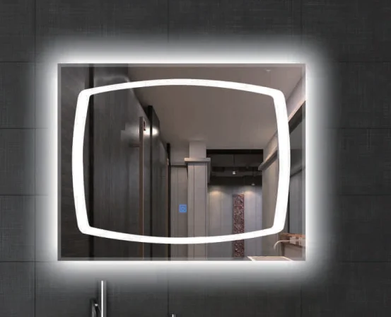 Custom Made  Modern 80*60CM Square  Bath Mirrors Wall Mounted Bathroom Mirror Touch Screen Smart Led Mirror For Hotel