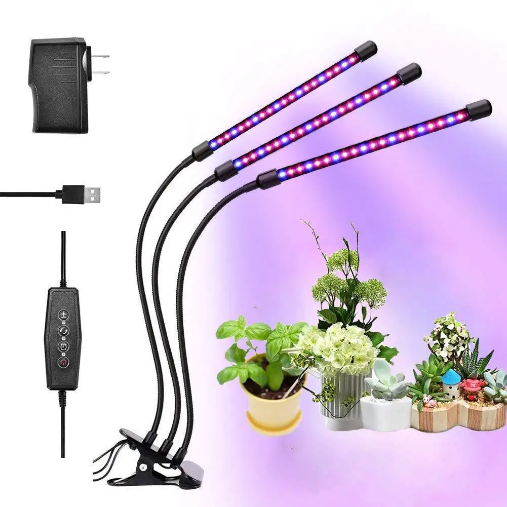 Plant lamp full spectrum 1-5 head clip type succulent coloring cycle timing dimming red and blue light fill LED