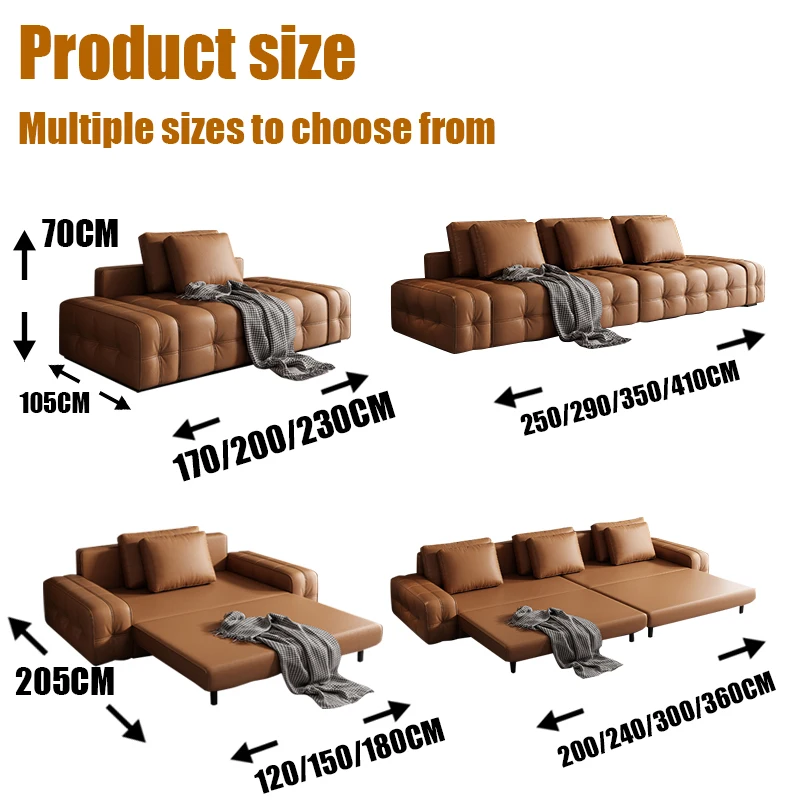 SUKE Apartment Living Room Multi-functional Corner Sofa Bed with Storage Foldable Leather Linen Modern Sofa Cum Bed