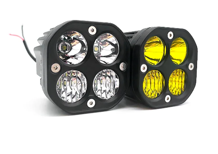 off road square car led spot light 40w white amber yellow green color led work light 12v