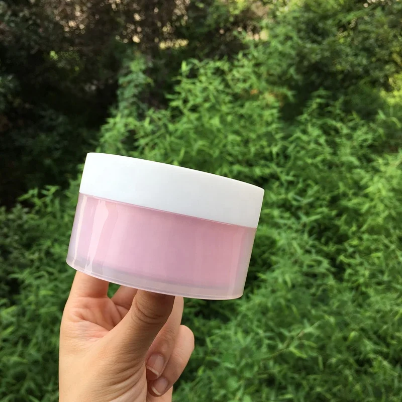 
Hot sale 100ml double wall PP 3.3oz cleansing balm pink plastic jar with spoon 