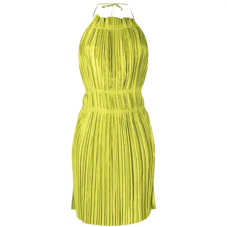 fashion elegant evening party dress club wear ladies homecoming dress custom label backless pleated plisse satin mini dress