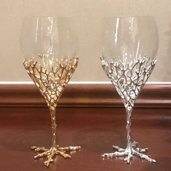 Creative Coral Branch Nordic Style Red Wine Glass Goblet Wholesale Handmade Clear Lead-free Champagne Glass