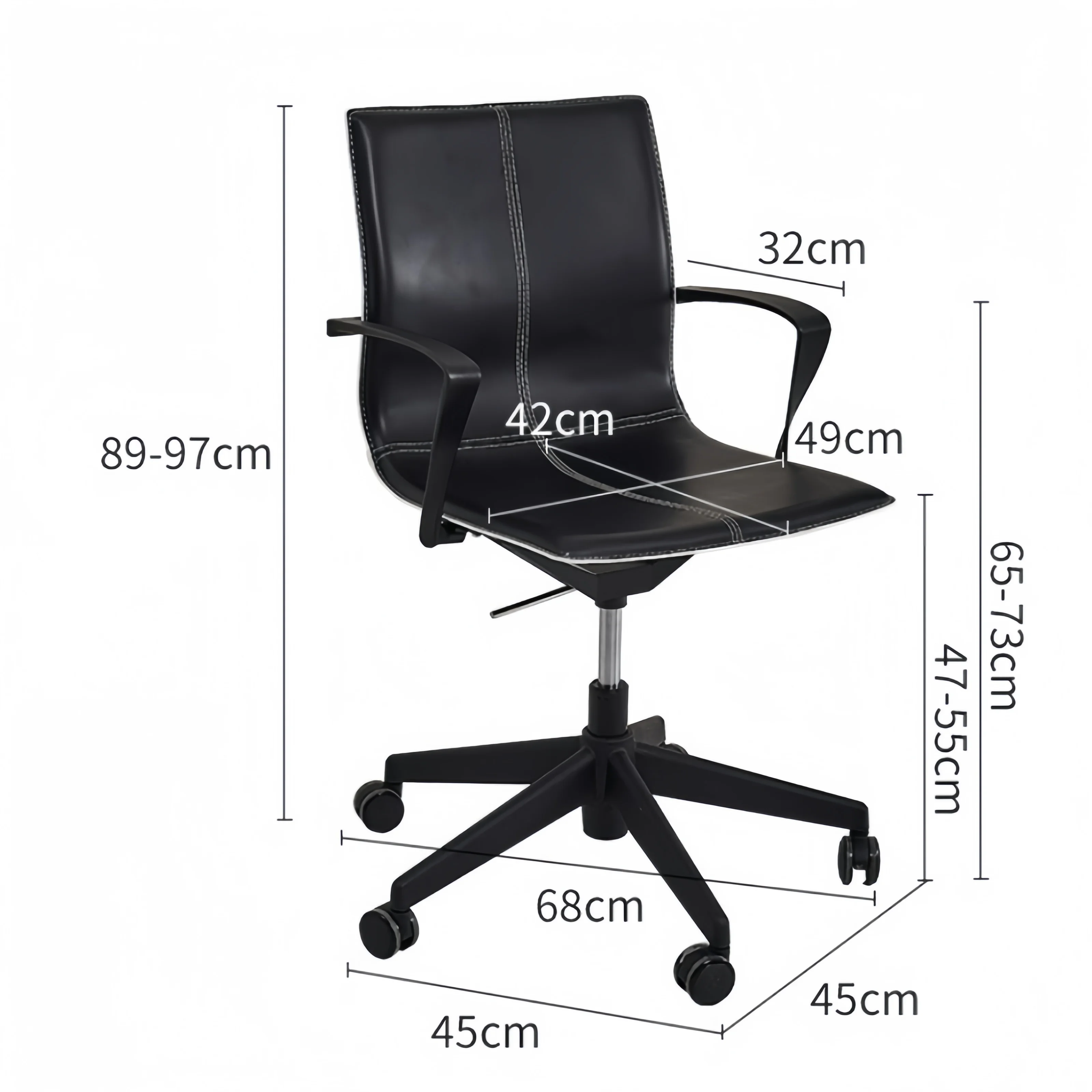 Durable Rotating Wheel Office Chair with Fixed Armrests Modern Design for Home School and Living Room Visitor Waiting Furniture