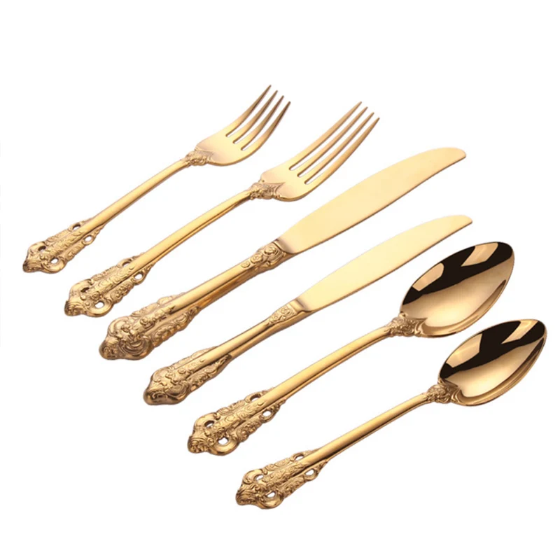 Manufacturer Wholesale Western 304 Stainless Steel Cutlery Set Steak Knife Fork And Spoon