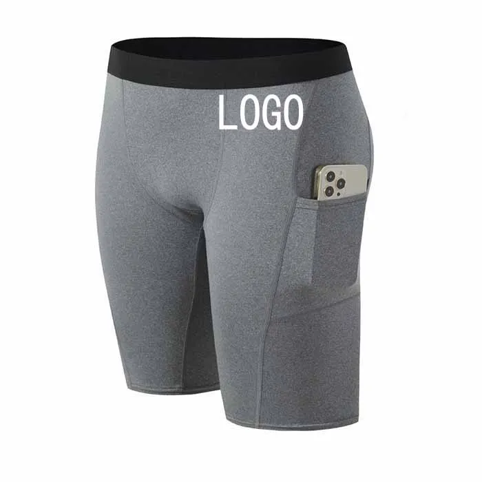 Mens Compression Shorts Gym Running Short Tights Breathable Fitness Workout Shorts with Phone Pockets shorts for men fitness