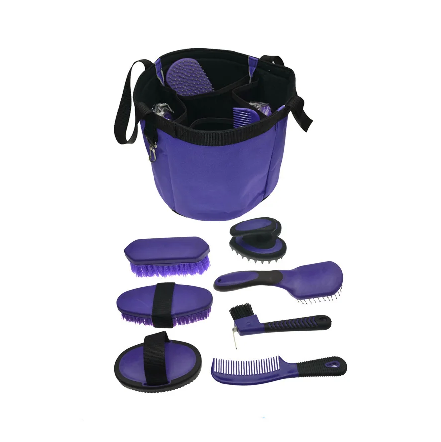 Saddlery Horse Hair Care Grooming Brush Product Cleaning Set Brush Kit With High Quality Cowhide Bag