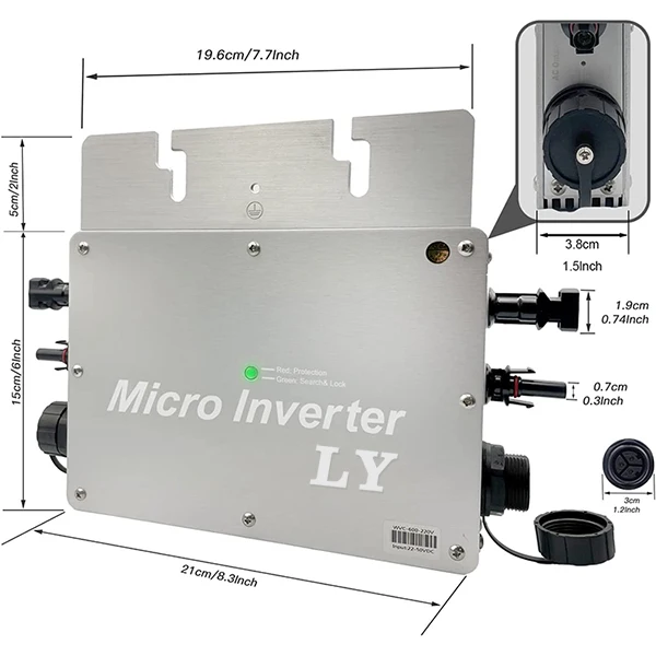 Solar Grid Tie Micro Inverter with AC Data Monitoring Display Screen Waterproof IP65  MPPT DC28-50V home solar power system