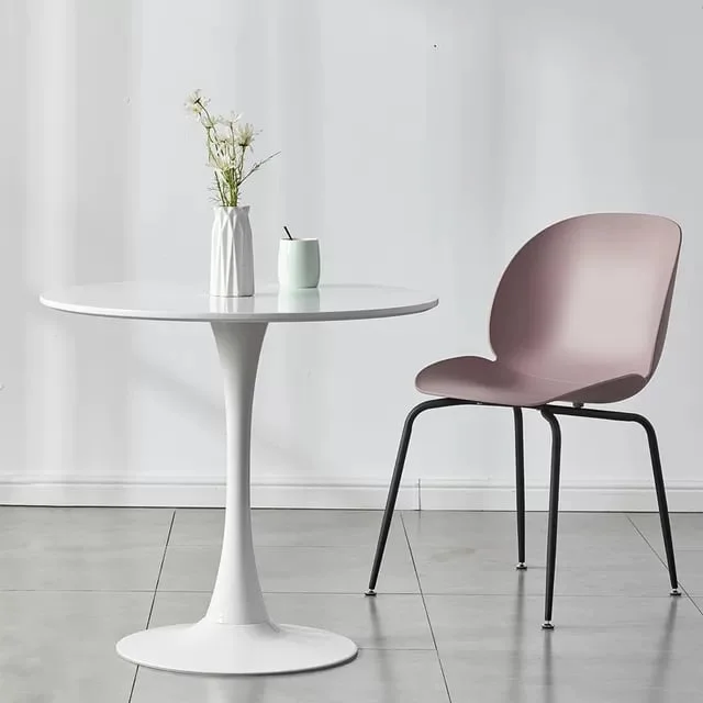 Chinese manufacturing MDF top coffee conference dining table white black metal leg restaurant bar table living room table