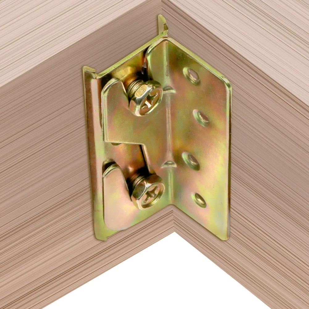 Rust-Proof Wood Bed Rail Brackets With Mounting Screws Heavy Duty 4 Sets Bed Frame Corner Brackets No-Mortise Bed Rail Fittings