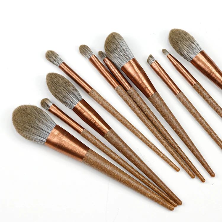 Shenzhen makeup brush factory Eco-friendly coffee grounds 10PCS Makeup brush set of use for makeup face tool