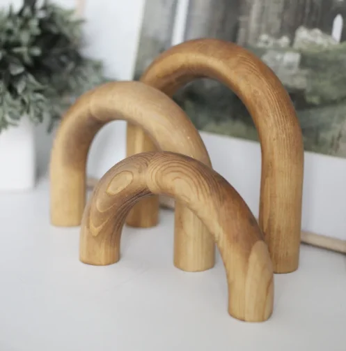 New Design Vintage Handmade Wood Arch Set of Three Display Wood Chain For Home Accent Modern Farmhouse Coffee Table Shelf Decor