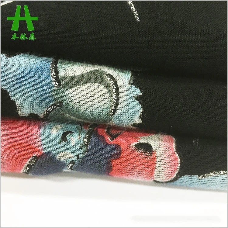 Mulinsen Textile Rayon Spandex Discharge Viscose Print Fabric with Hot Stamping