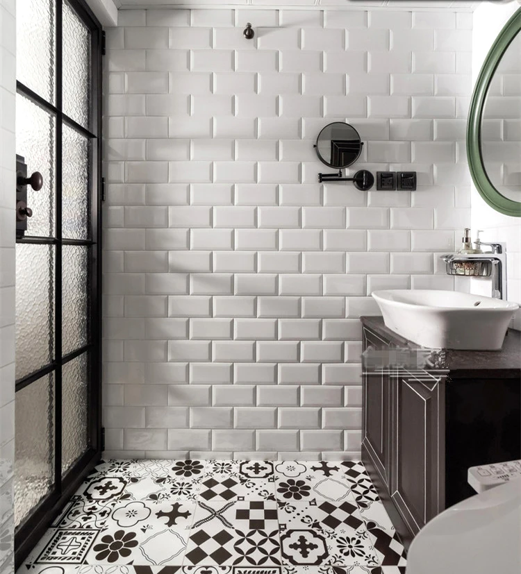 Faux 4x8 Ice White Beveled  Herringbone Subway Tile Kitchen Shower Sheets  White Bevel