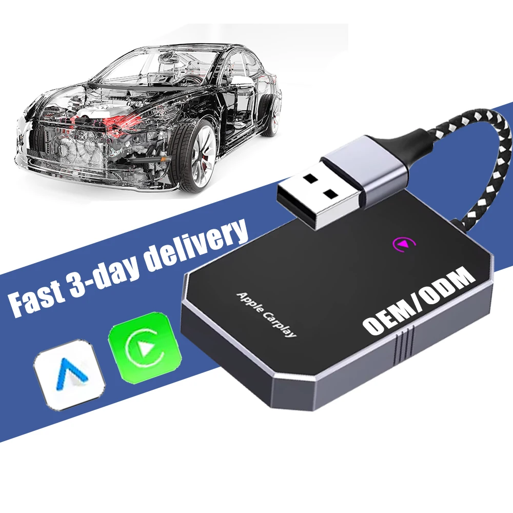 In stock New Portable Universal Wireless Carplay box Wired to Wireless Android Auto Car play adapter