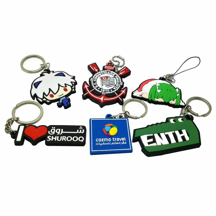 Silicone cartoon pendant mini 2d plastic hot custom anime keychain soft rubber anime keychain pvc 3d anime keychain for gifts