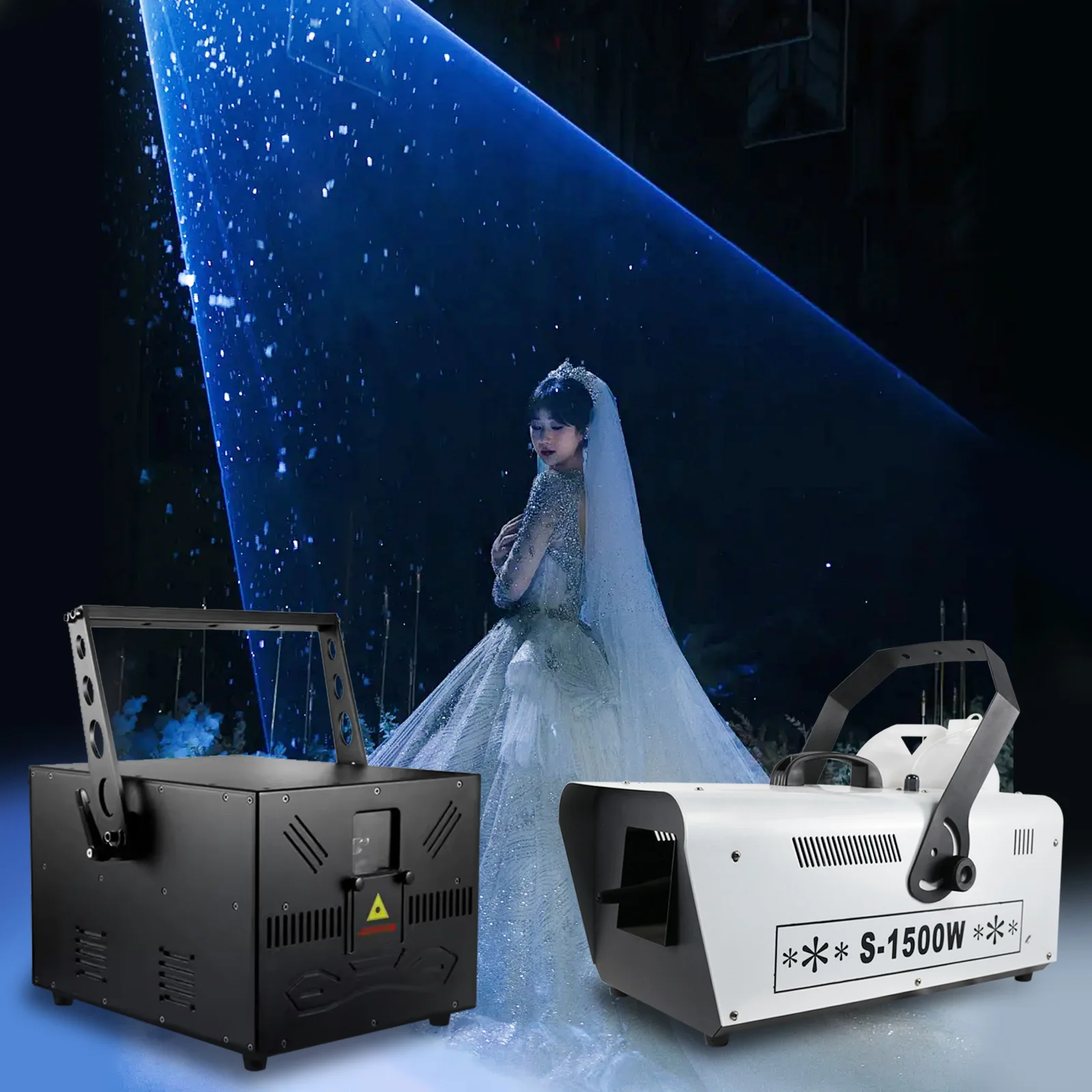 10W Laser 1500W Snow Machine Decoration Groom Show Light Combination Diamond Wedding Marriage Bride