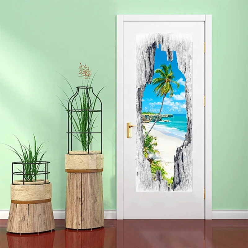 new high quality best rate 3D self adhesive waterproof home decorative door sticker wallpaper stickers