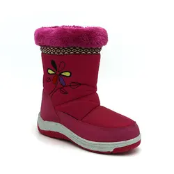 Воротник из искусственного меха модные милые водонепроницаемые детские зимние меховые сапоги из ПВХ зимние сапоги для детей