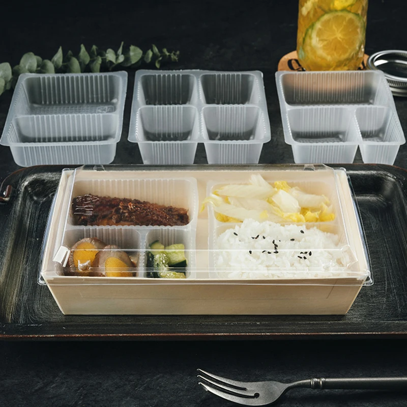  Biodegradable Bread Pastry take away food packaging lunch box delivery Wooden Sushi Packaging