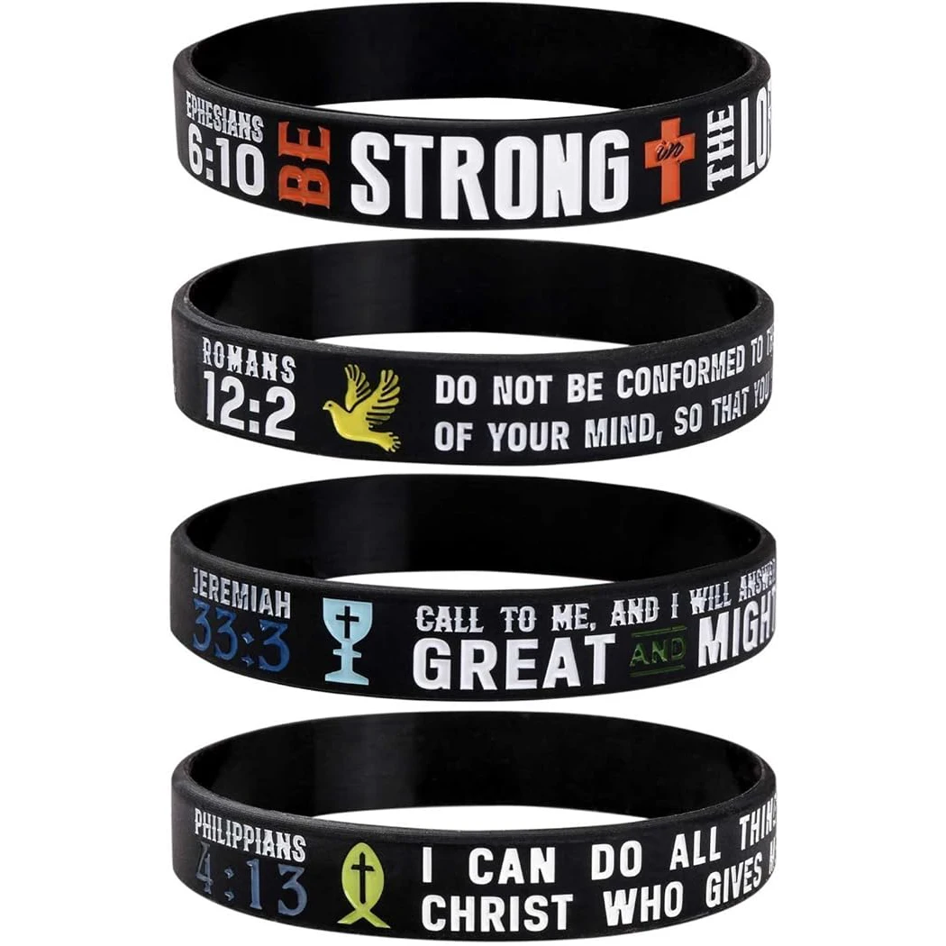 2024 New Faith Christian Bible Verse Silicone Bracelets Philippians Ephesians Romans Jeremiah Religious Scriptures Wristbands