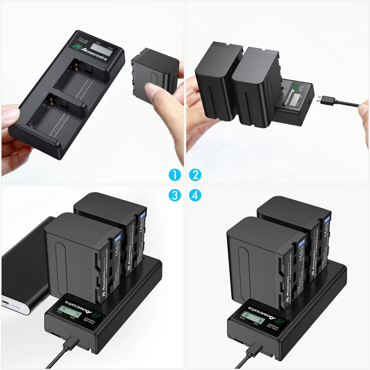Powerextra Лидер продаж замена NP-F970 цифровой аккумулятор для Sony NP-F930 NP-F950